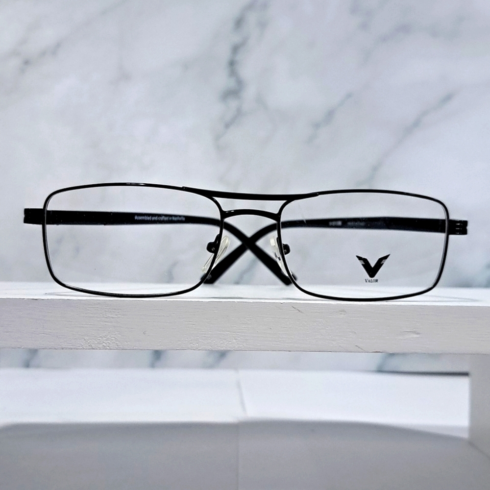 Made in USA Rx'able eyeglass frame BLACK glasses metal full rim men NEW 56-16-14